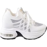Guja 26Y300-4 Gizli Dolgu Yüksek Taban Kadın Taşlı Sneaker Spor Ayakkabı - Beyaz