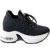 Guja 26Y300-4 Gizli Dolgu Yüksek Taban Kadın Taşlı Sneaker Spor Ayakkabı - Siyah
