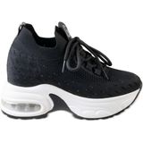 Guja 26Y300-8 Gizli Dolgu Yüksek Taban Kadın Sneaker Spor Ayakkabı - Siyah