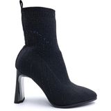 Guja G25K104 Özel Tasarım 8 cm Topuklu Siyah Kadın Taş Dtaylı Çorap Bot Bootie