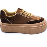 Guja G25K330 Kalın Taban Kadife Kadın Kahverengi Sneaker Ayakkabı