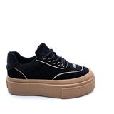 Guja G25K330 Kalın Taban Kadife Kadın Siyah Sneaker Ayakkabı