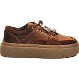Guja Kahve Nubuk Bağcıklı Kalın Tabanlı Taş Detaylı Kadın Casual Sneaker Ayakkabı 25K475