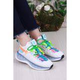 Guja Karsu Rahat Esnek Özel Tasarım Renkli Bağcuklı Sneaker Kadın Ayakkabı - Beyaz