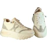Guja Uja Kadın Taş Işleme Detyalı Dolgu Topuklu Lastikli Bağcık Kapamalı Deri Sneakers - Bej