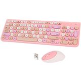 GUKJOB Kablosuz klavye ve fare kombinasyonu, retro daktilo kablosuz klavye, yuvarlak tuş başlıkları, 2,4 GHz tam boyutlu USB sevimli kablosuz klavye fare, bilgisayar, masaüstü, dizüstü bilgisayar ve