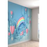 Gükkuşağı Ve 3 Boyutlu Kalpli Balon Desen Sağlıklı Tekstil Duvar Kağıdı, 240 x 240