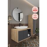 Gül 80 Cm %100 Mdf Lavabolu Banyo Dolabı Ayna Alt Dolap Lavabo Boy Dolabı