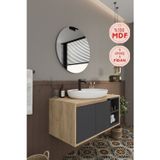 Gül 90 Cm %100 Mdf Lavabolu Banyo Dolabı Ayna Alt Dolap Lavabo