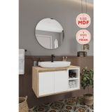 Gül Beyaz 80 Cm %100 Mdf Lavabolu Banyo Dolabı Ayna Lavabo