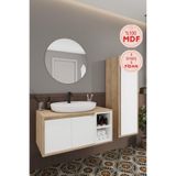 Gül Beyaz 80 cm Banyo Dolabı Ayna Lavabo Boy Dolabı