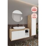 Gül Beyaz 90 Cm Banyo Dolabı Ayna Lavabo Boy Dolabı