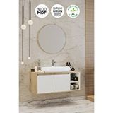Gül Beyaz 90 Cm Banyo Dolabı Ayna Lavabo