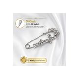 Gül İpek Moda Lüks Şal Eşarp Yaka İğnesi Çengelli İğne Gümüş Renkli Kristal Taş Detaylı
