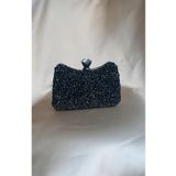 Gül Karatekin Kadın Abiye Gerçek Kristal İri Taşlı Davet Özel gün Portföy ve Clutch Çanta