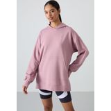 Gül Kurusu Balon Kol Yazı Nakışlı Kadın Oversize Tunik Sweatshirt - 97163