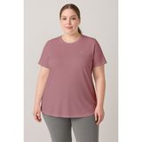 Gül Kurusu Baskılı O Yaka Rahat Form Battal Büyük Beden Kadın T-Shirt - 97308