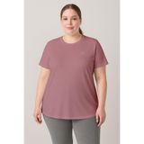 Gül Kurusu Baskılı Rahat Form Büyük Beden Performans Kadın T-Shirt - 97308