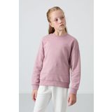 Gül Kurusu Pamuklu İçi Tüylü Yumuşak Dokulu Oversize Nakışlı Kız Çocuk Sweatshirt - 75150