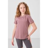 Gül Kurusu Pamuklu O Yaka Standart Fit Basic Kız Çocuk T-Shirt - 75177 - 11 - 12 Yaş