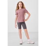 Gül Kurusu Pamuklu O Yaka Standart Fit Basic Kız Çocuk T-Shirt - 75177 - 9 - 10 Yaş