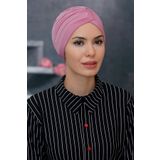 Gül Kurusu Pratik Hazır Geçmeli Tesettür Bone Sandy Kumaş Taçlı Büzgülü 1208_18