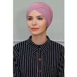 Gül Kurusu Pratik Hazır Geçmeli Tesettür Bone Sandy Kumaş Üç Çapraz 1803_18