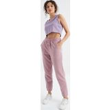 Gül Kurusu Yüksek Bel Basic Bağcıklı Jogger Polar Kadın Eşofman Alt - 94622