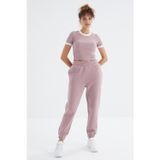 Gül Kurusu Yüksek Bel Rahat Form Basic Jogger Kadın Eşofman Alt - 94624