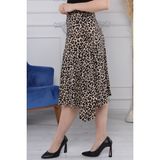 Gül Moda Kadın Asimetrik Etek Beli Lastikli G021 - XL - Leopar