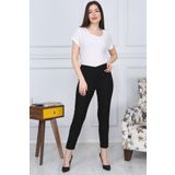 Gül Moda Kadın Kemerli Dar Paça Yüksek Bel Kumaş Pantolon Siyah G011-1