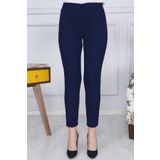Gül Moda Lacivert Kemerli Dar Paça Kumaş Pantolon Likralı Cepsiz G011