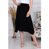 Gül Moda Siyah Asimetrik Örme Etek G021