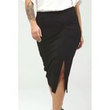 Gül Moda Siyah Kışlık Önü Yırtmaçlı Etek G063-1-1