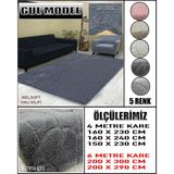 Gül Model Kumaştan Welsoft Lastikli Halı Örtüsü - Koyu Gri - 160 x 230 cm