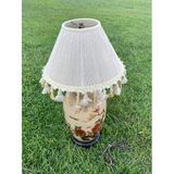 Gül Motifli Antika Porselen Abajur 70Cm
