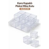 Gül Mum Kare Kapaklı Pleksi Mika Kutu 4x4x4 CM - 25 Adet