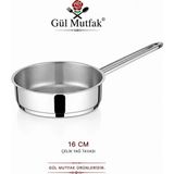 Gül Mutfak Mini Boy Yağ Tava 16 cm Paslanmaz Çelik - Gümüş