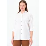 Gül Nakışlı Gömlek Ekru - L - XL
