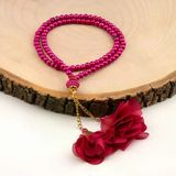 Gül Püsküllü Tesbih Fuşya Pembe (99Lu - 6Mm)
