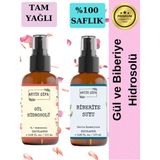 Gül Suyu ve Biberiye Suyu Seti -Seyreltilmemiş, Doğal Hidrosolü Seti (2X100ML)