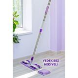 GÜL TEMİZLİK Gül Mop (Yedek Bez Hediyeli) Mandallı Yüzey Temizlik Seti Mikrofiber Paspas Yer Duvar Cam Klipsli