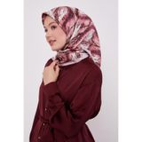 Gül Yansıma Görünümlü Twill İpek Eşarp