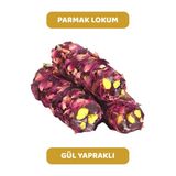 Gül Yaprağı Kaplı Antep Fıstıklı Gül Aromalı Parmak (Fitil) Lokum