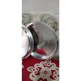 Gülayşenin Dünyası Mardin Bakır 40 Cm Yuvarlak Fırfırlı Fırın Tepsi - Beyaz