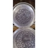 Gülayşenin Dünyası Mardin Bakır Papatyalı Eskitme Sunum Tepsi 35cm - 35 cm