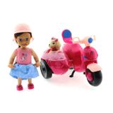 Gülce Design Cute Doll Mini Bebek ve Köpekli Mor Motorsiklet Kız Erkek Çocuk Oyuncak Eğitici Oyuncaklar