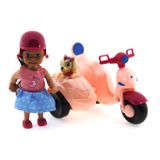 Gülce Design Cute Doll Mini Bebek ve Köpekli Pembe Motorsiklet Kız Erkek Çocuk Oyuncak Eğitici Oyuncaklar