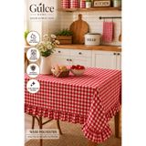 Gülce Home Collection Fırfırlı Masa Örtüsü Leke Tutmayan Dertsiz Pitikare Baskılı
