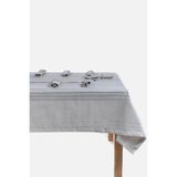 Gülce Home Collection Gri Keten Kumaş Çizgili Masa Örtüsü Gülce 160*220 cm